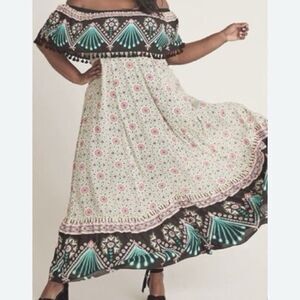 Torrid Insider Mixed Print Challis Maxi Dress limited edition has flaw sz 1